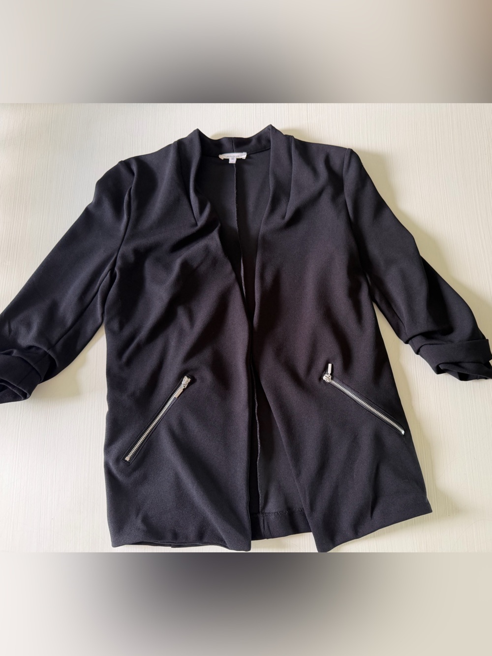 Maurices Black Open-Front 3/4 length sleeves & faux Pockets